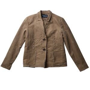 Rampage Suede Leather Jacket Women’s Medium Tan Brown Button Front Western